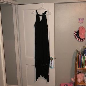 Forever 21 long black dress with lace bottom
